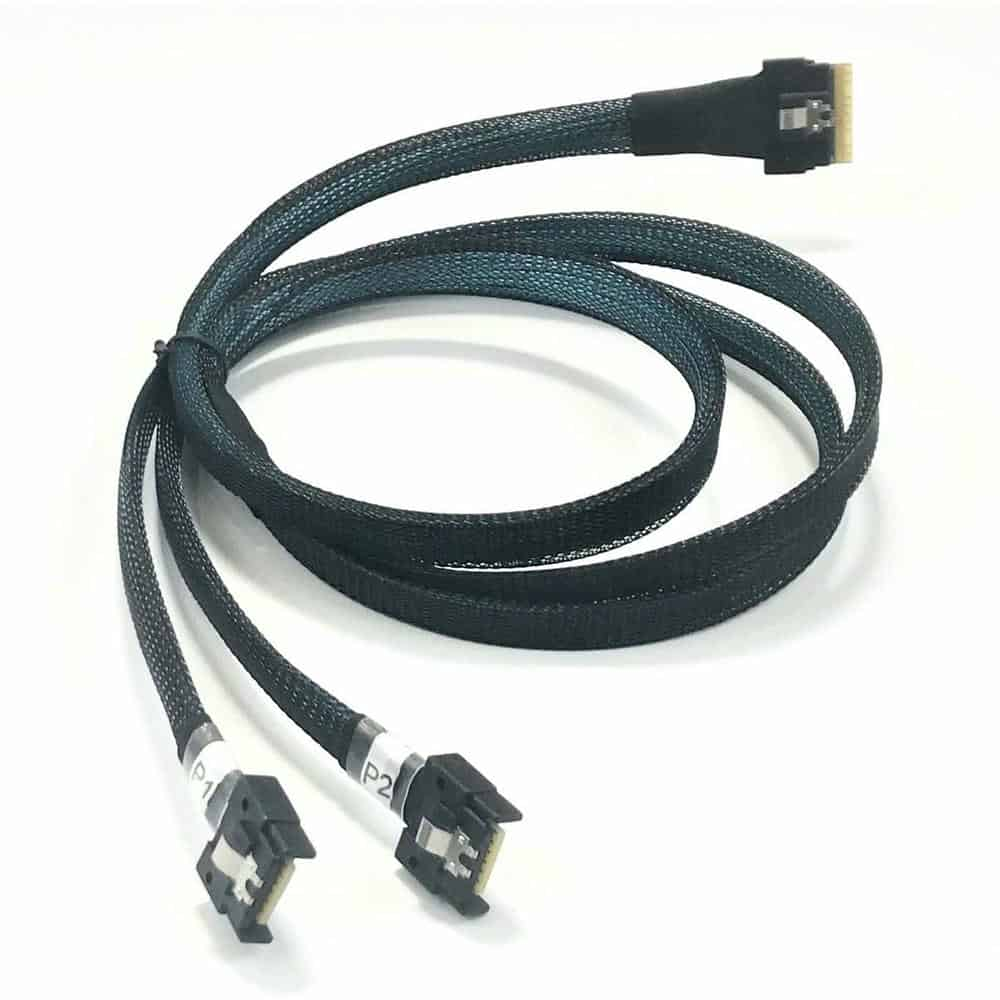 1m SlimSAS 8i to 2x MCIO 4i 38P Cable